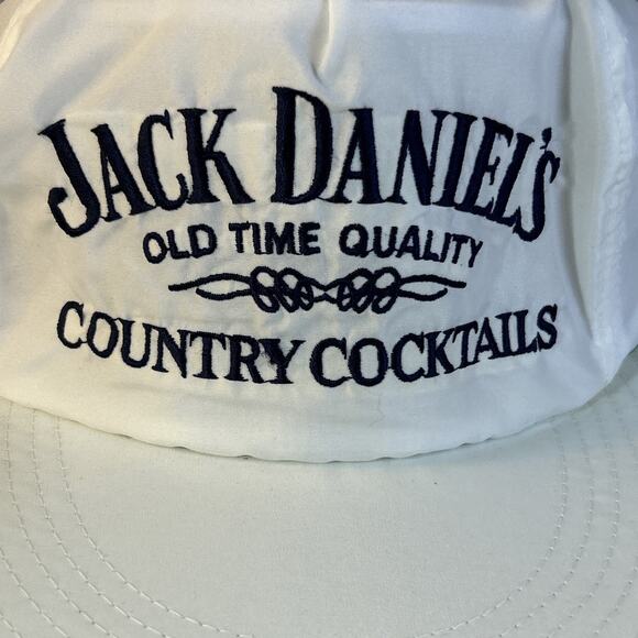 VTG Jack Daniels Country Cocktails Long Bill Hat Adjustable White Embroidered - Picture 2 of 8